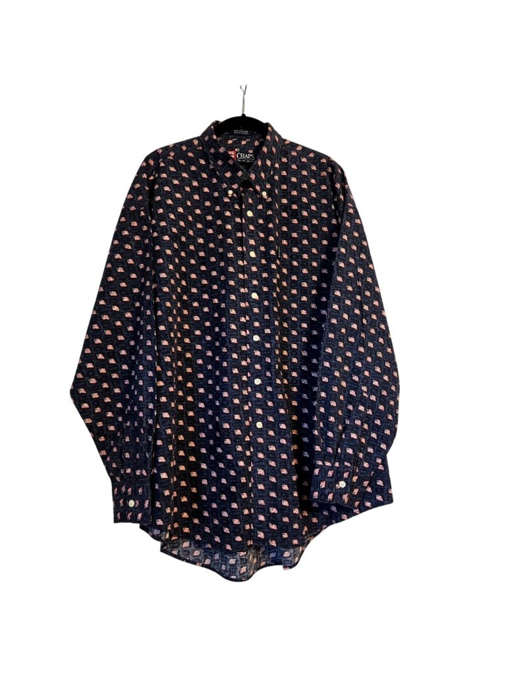 Chaps Ralph Lauren Long Sleeve Cotton American Flag Button Down Shirt Large